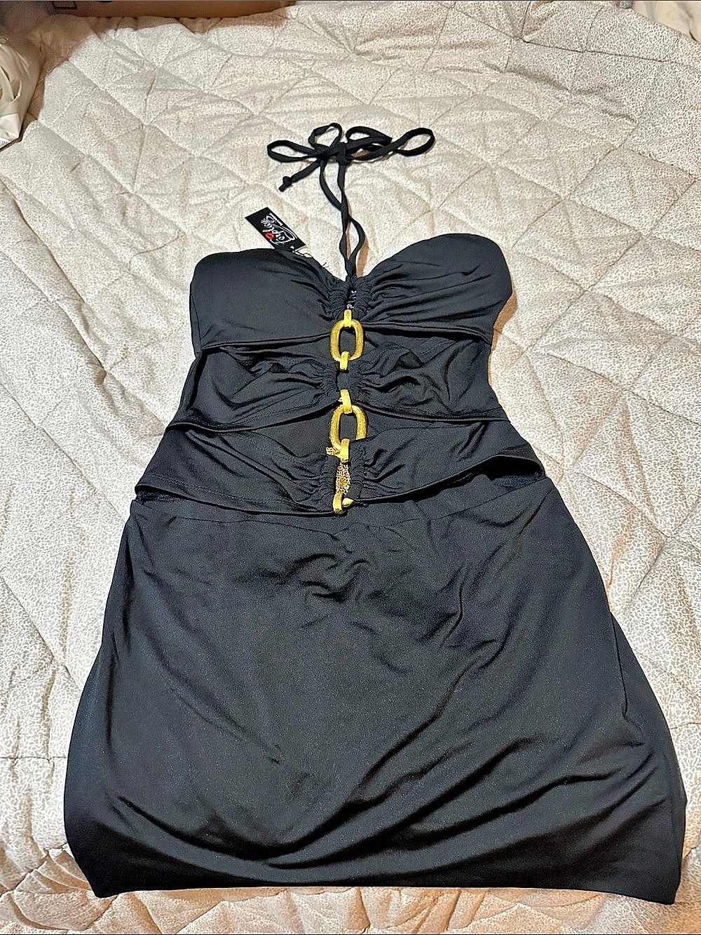 Black Halter Mini Dress Size Small Like New
